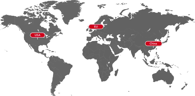 World map illustrating Innovatech's global supplier network